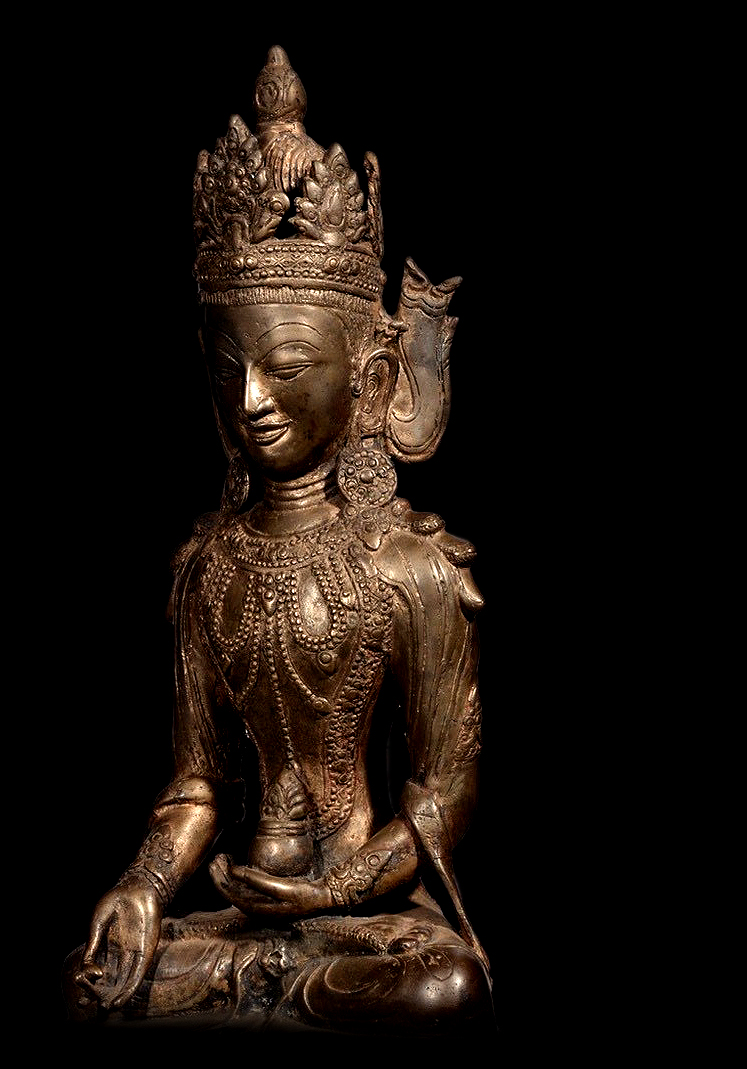 Extremely Rare 18C Bronze Burmese Shan Buddha # DW072
